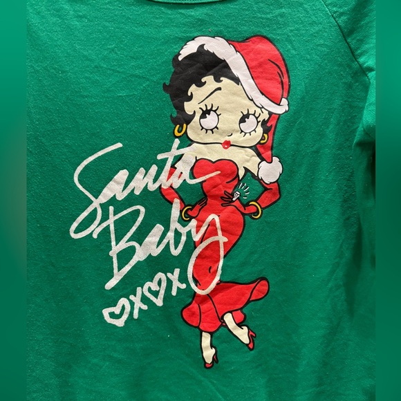 Betty Boop Santa Baby ❤️X❤️X Green Sweatshirt- size L - Picture 2 of 5